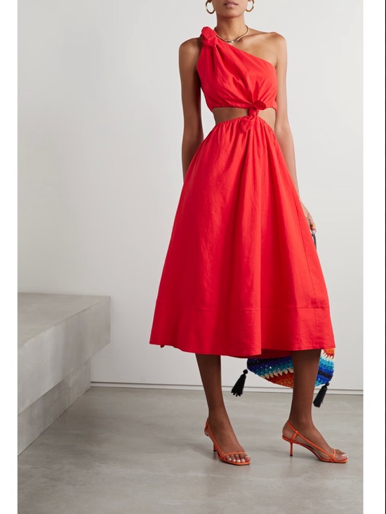FARM Rio Dresses & Skirts - FARM Rio Red One-Shoulder Asymmetrical Dress Size XS